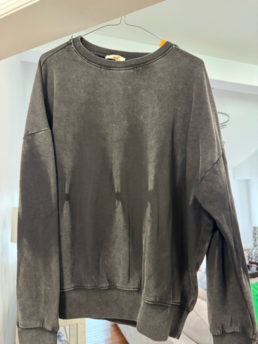 easel Washed Black Crewneck Pullover